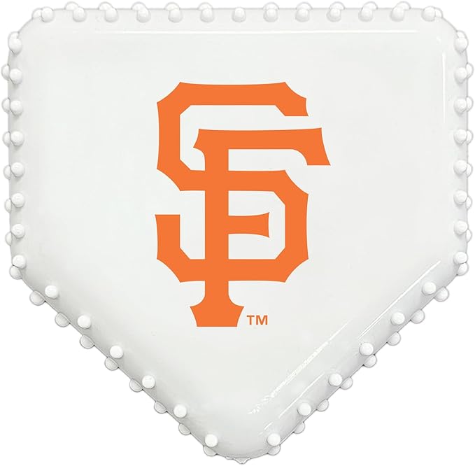 Pets First MLB SAN Francisco Giants Hard-Nylon Baseball Home Plate Dog Chew Toy, Interactive and Fun Dog CHEW Toy, Bacon Flavored, Strong Durable Chew Toy for Pets