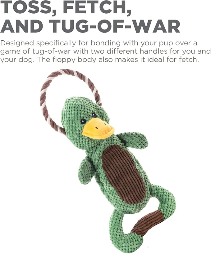 Outward Hound Scrunch Bunch Duck Interactive Plush Squeaky Dog Tug Toy