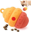 Dog Treat Dispensing Toy - Silicone Puppy Food Dispenser for Small Medium Dogs Puzzle Feeder Ball Interactive Toys & Enrichment Mental Stimulation Topple Outdoor Training Travel Honeycomb Yellow