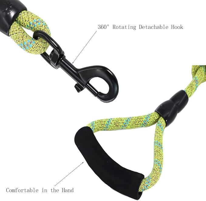 3 Dog Leash - Padded Handle, 360° Swivel Multiple Dog Leash No Tangle, Lead for Medium Large Dogs, Walking & Training Double Dogs (Green Blue)