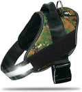 Non Pull Dog Harness with Patch Panels and Handle, Adjustable, Reflective, No Choke, Heavy Duty Easy On Service Dog Vest Harnesses for Medium Large Small Sized Dogs - Military Green, XL
