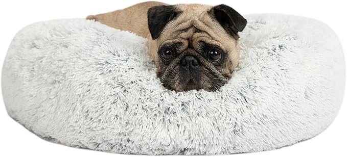 Best Pet Supplies Dog House Bed Crate Mat Tent Indoor Round Soft Plush for Small, Medium, and Large Breeds - Light Warm Gray, 30 x 30 x 8