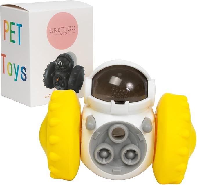 GRETEGO G&GO Dog/Cat Interactive Slow Feeder Puzzle Toy, Cognitive Dog Toys, Dog Treat Dispenser Toy, Interactive Pets Toys for Indoor, Treat Dispensing Dog Toys, Slow Eating Dog Bowl (Yellow)