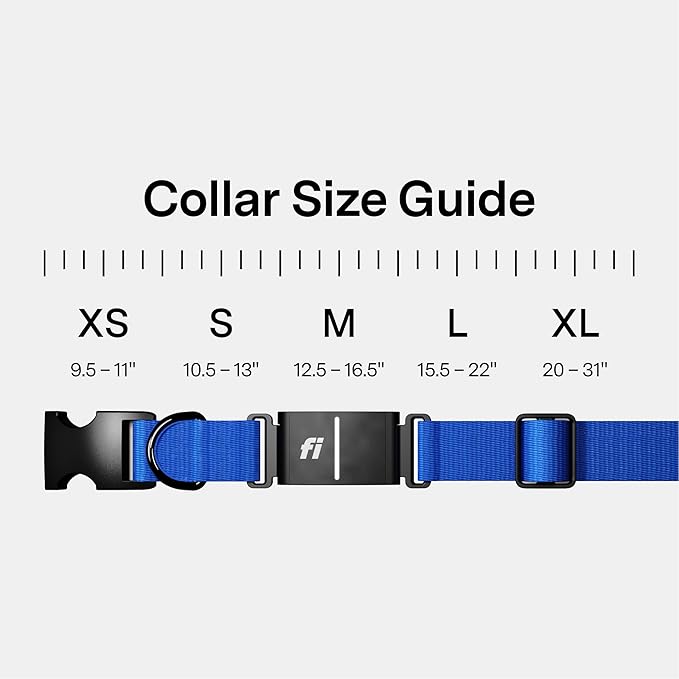 New Fi Series 3+ Smart Dog Tracker Collar [6 Month Membership Included] GPS Tracker for Dogs with Health & Behavior Monitoring, Escape Alerts, Waterproof, LED, Apple Watch Compatible (Blue, X-Large)
