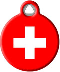 Dog Tag Art Swiss Flag Personalized European Flags Pet ID Tags for Dogs and Cats, Flag of Switzerland Silent Dog Tag - Large 1.25" Diameter