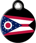 Dog Tag Art Ohio State Flag Personalized Pet ID Tag for Dogs and Cats, Silent Polymer Coated Stainless Steel Ohioan Flag Nametag with Customized Identification Information - Small .875" Diameter