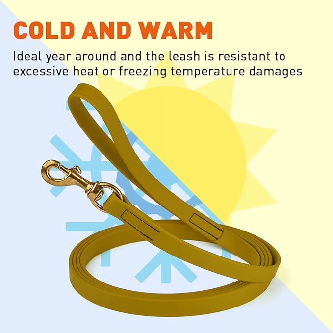 Viper K9 Biothane Working Dog Leash Waterproof Lead for Tracking Training Schutzhund Dog Sport & Search - Odor-Proof Long Line with Solid Brass Snap for Puppy Medium Large 3/4" x 10ft Treasure Gold