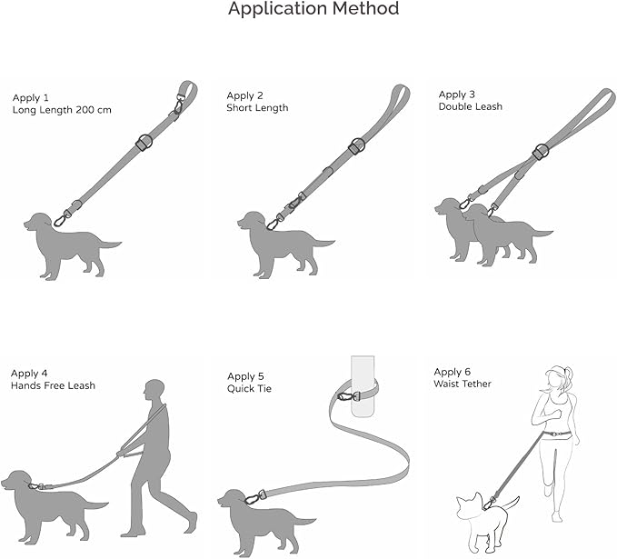 6in1 Multifunctional Dog Leash, Hands Free Dog Leash, Adjustable Length 6'7", Forest Print,Dogs, Adjustable Length, for Medium and Large Dog, Size M/L-Width:1"