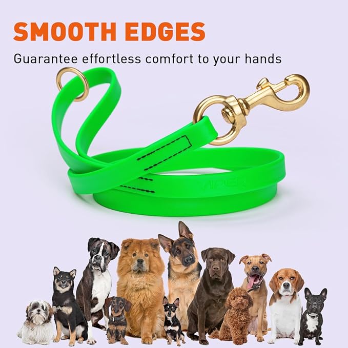 Viper Biothane K9 Working Dog Leash Waterproof Lead for Tracking Training Schutzhund Odor-Proof Long Line with Solid Brass Snap for Puppy Medium and Large Dogs 4ft, Tropical Green