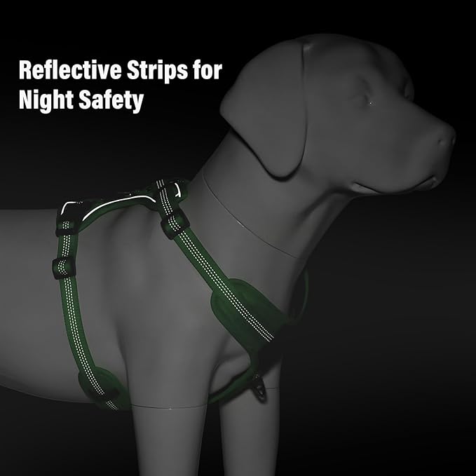 Plutus Pet No Pull Dog Harness, Release at Neck, Soft Padded, Reflective Adjustable Dog Vest Harness for Small, Medium, Large Dogs(Green, M)
