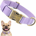 Dog Collars for Small Dogs Silicone Leather Dog Collars Soft Flexible Waterproof Odor-Proof Durable Thick Classic Adjustable Pet Puppy Collar (Purple,Small (9-14" Neck))