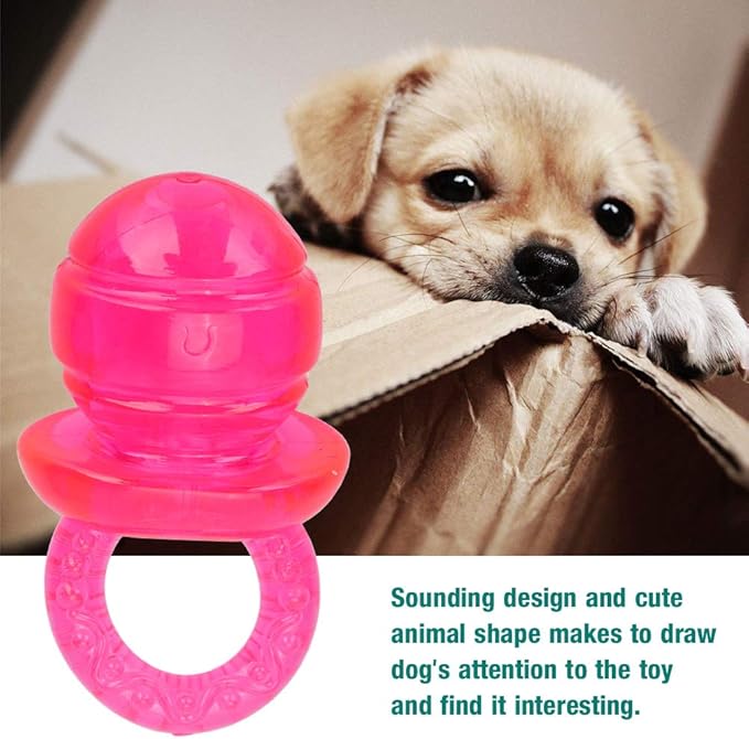 Estink Pet Chew Toy, 5PCS / Set Pacifier Shaped Pet Dogs Teether Teething Sounding Interactive Chew Toy Teeth Cleaning Interactive Training Play Toy Pet Supplies (Red)