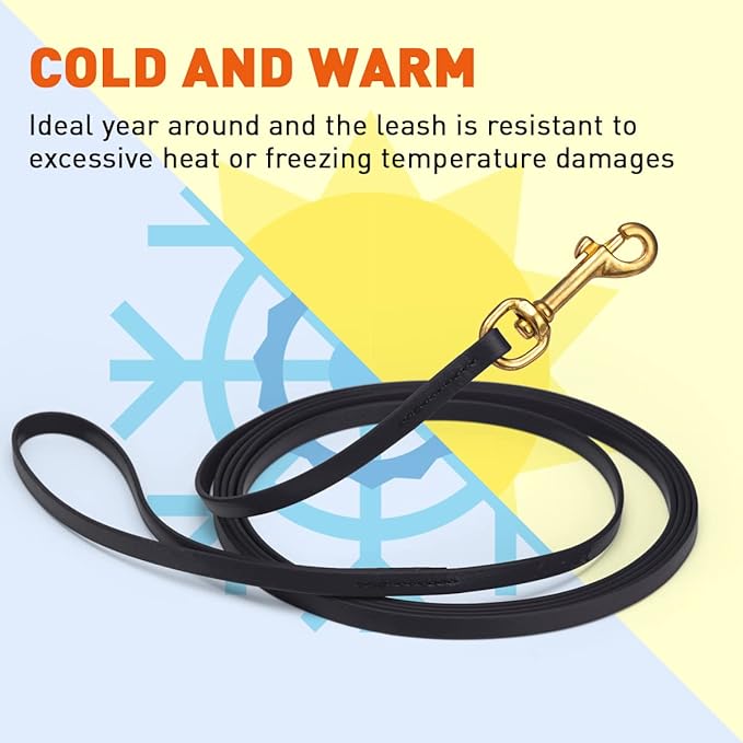 Viper K9 Biothane Working Dog Leash Waterproof Lead for Tracking Training Schutzhund Dog Sport & Search - Odor-Proof Long Line with Solid Brass Snap for Puppy Medium and Large 3/8" x 15ft Black