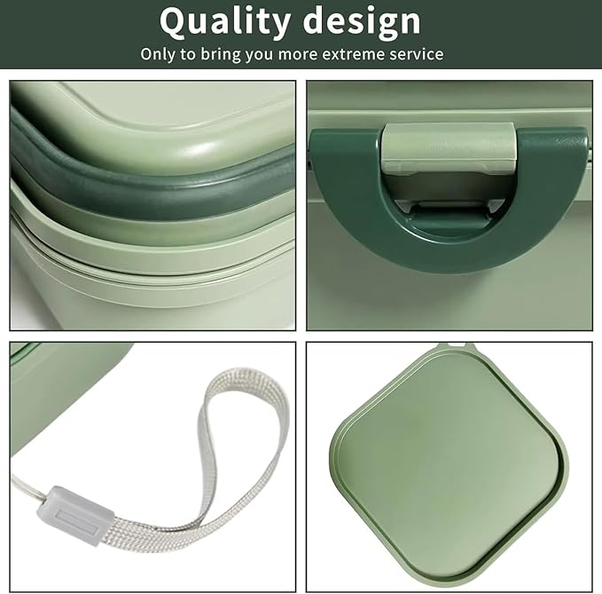 2-in-1 Collapsible Dog Bowl with Lid, BPA-Free Food Grade Material, Portable Travel Container, Green