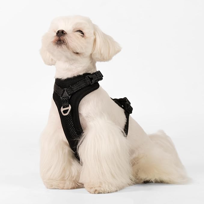 All-Weather No Pull Dog Harness Reflective Vest Harness QR Code Anti-Lost Adjustable Quick-Release Buckle Soft Padded Breathable Harness for Medium Large Dogs (Light-Burgundy, M)