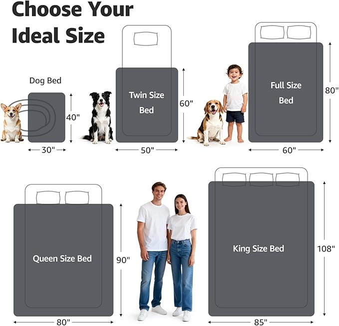 LOOBANI Waterproof Blanket for Bed: Reversible Soft Flannel King Size Bed Blanket 85" x 108", Waterproof Dog Blankets for Large Dogs, Spill-Proof Cover for Furniture Protection, Movie Time, Beige