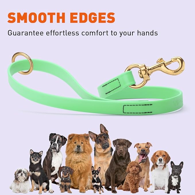 Viper Biothane K9 Working Dog Leash Waterproof Lead for Tracking Training Schutzhund Odor-Proof Long Line with Solid Brass Snap for Puppy Medium and Large Dogs 20in, Sea Foam Green
