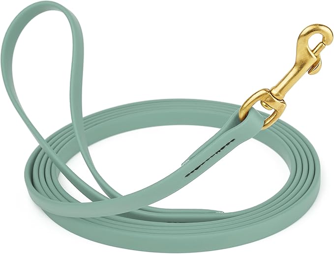 Viper Biothane K9 Working Dog Leash Waterproof Lead for Tracking Training Schutzhund Odor-Proof Long Line with Solid Brass Snap for Puppy Medium and Large Dogs, 15ft Sage Green
