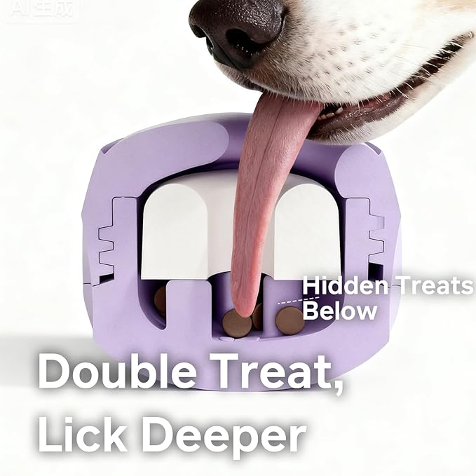 Dog Toy & Frozen Treat Tray - Compatible with Refill Pops, Freezable Fillable Rubber Dog Toys for Boredom, Reduce Anxiety, Dog Enrichment Puzzle Toy for Medium Large Dogs >25 lbs (Purple)