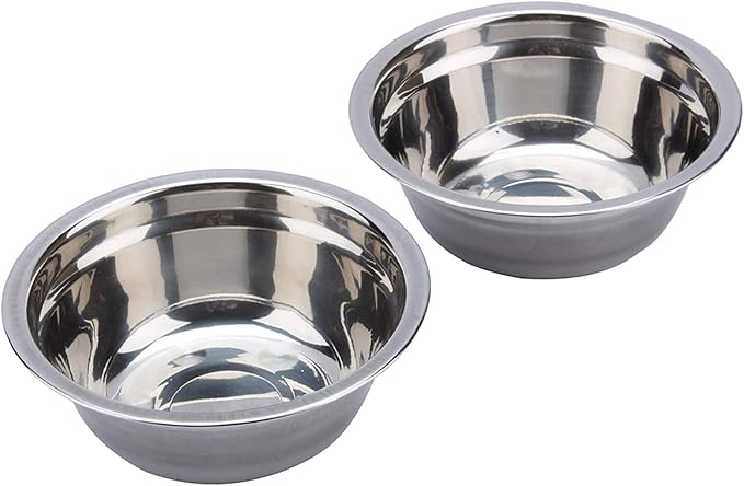 Double Dog Bowls Elevated, 26×14×8.5cm Elevated Dog Bowls with Stand, Stainless Steel Raised Dogs Bowl, for 20-28cm Shoulder Height Pets