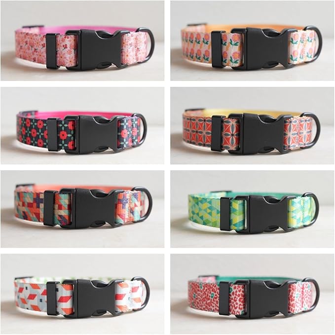 Dog Collars for Medium Dogs - Safety Buckle Durable Plastic Light-Weight, Girl Boy Dogs Collar for Medium Dog Collar with Plaid Patterns Soft Adjustable (Green Plaid, M)