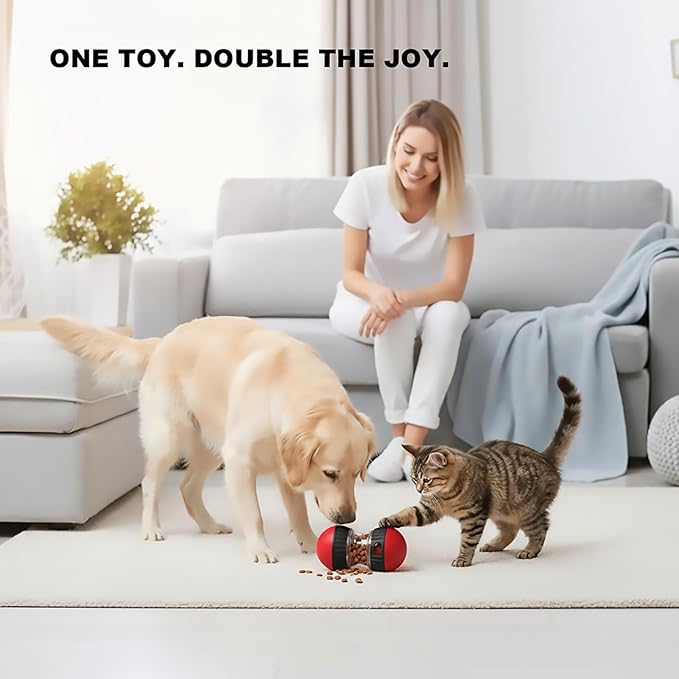 GOLDROC Interactive Dog & Cat Puzzle Feeder Toy, Adjustable Slow Feeding Treat Dispenser for Mental Stimulation, Enrichment Toy for Small to Medium Pets (Black-Red)