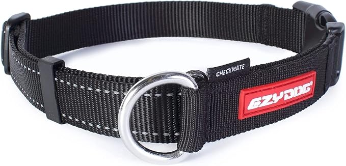 EzyDog Checkmate Martingale Collar for Dogs – Premium Nylon Training Dog Collar for Easy Control with no Choking (Large, Black)
