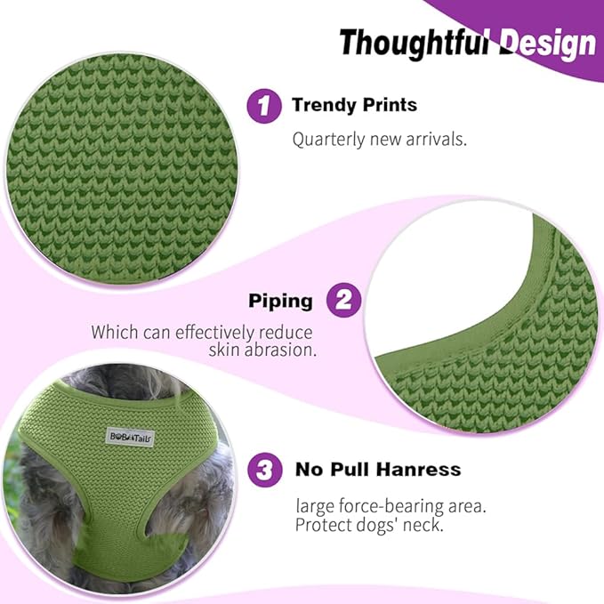 No Pull Dog Vest Harness for Small&Medium Dogs, Side Clip Adjustable Pet Vest, Soft Breathable, Fashion Dog Harnesses for Walking, Running, Shopping (Khaki Green, M)
