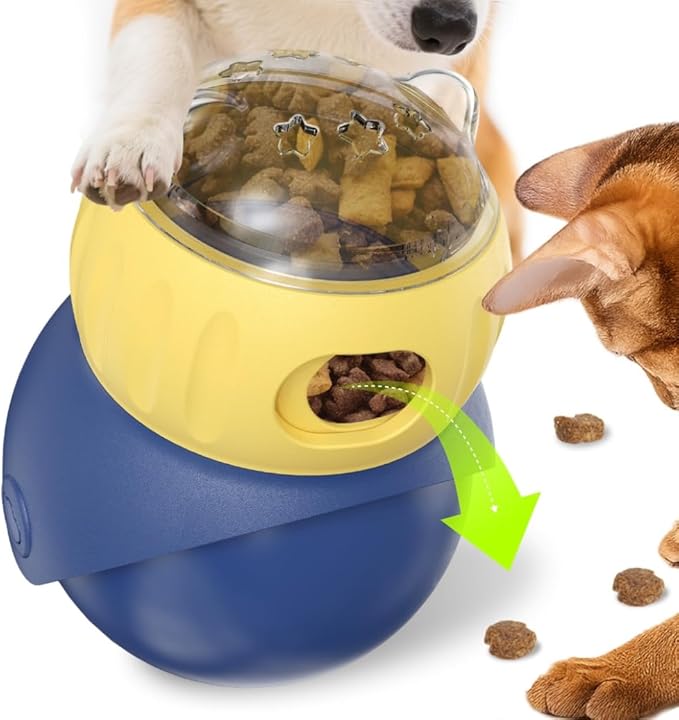 Dog & Cat Tumbler Slow Feeder Bowl - Food-Grade ABS, Adjustable Opening, Interactive Puzzle Feeder for Slow Eating & Weight Management (Morandi Color)