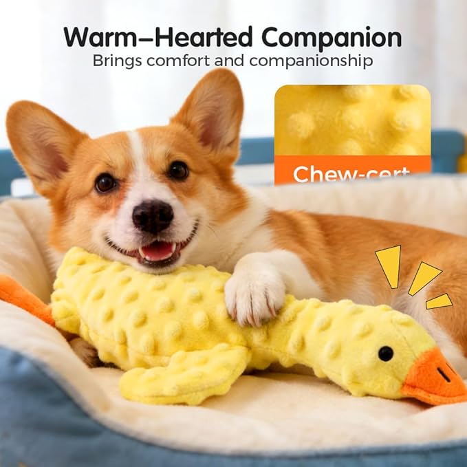 Dog Chew Toys, 2026 New Upgraded Hide and Seek Dog Toys for Aggressive Chewers, Crinkle Duck Squeak Toy for Puppy/Large/Medium/Small Dogs (1, White)