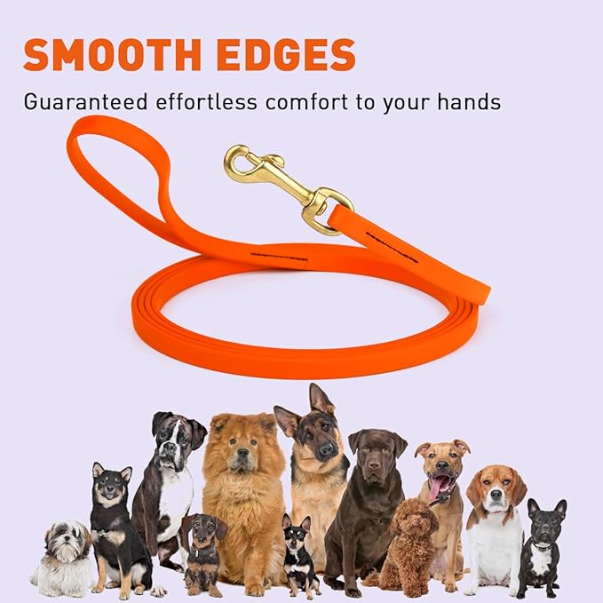 Viper K9 Biothane Working Dog Leash Waterproof Lead for Tracking Training Schutzhund Dog Sport & Search - Odor-Proof Long Line with Solid Brass Snap for Puppy Medium and Large 1/2" x 10ft HunterOrange