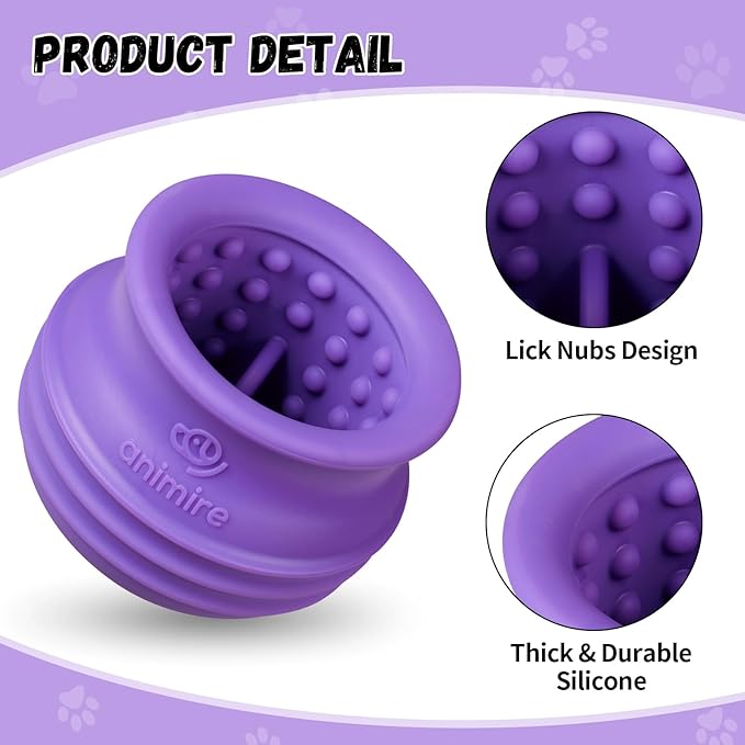 Treat Dispensing Dog Toy, Long-Lasting Interactive Puzzle Toys for Dogs, Stuffable Dog Enrichment Frozen Lick Treat Toy for Boredom, BPA Free Silicone Fetch Catch Chew Toy (Purple,S)