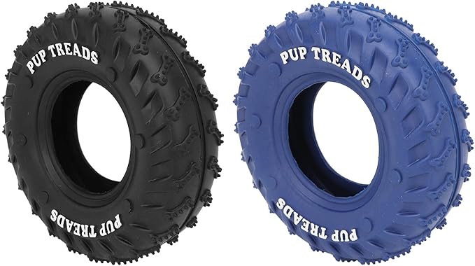 Denash Rubber Tire Chew Toys for Dogs, Interesting 2 Pack Practical Rubber Chew Tire for Dogs, Great Toughness, for Medium and Large Dogs in The Garden