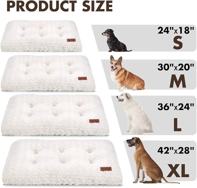 Dog Bed Crate Pad - Rosette Pattern White Velvet Pet Bed Anti-Slip Comfy Kennel Pad for Crates Rosette White XL