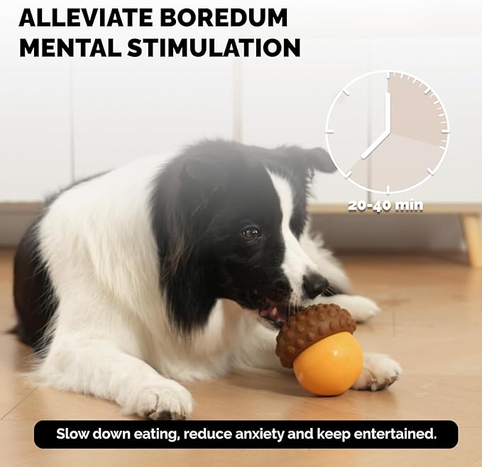 POPUPJOYS Interactive Treat Dispensing Dog Toys for Mental Stimulation & Healthy Eating | Enrichment Treat Toy with Detachable Lid for All Dog Sizes | Food-Grade Silicone, Dishwasher Safe (Brown)