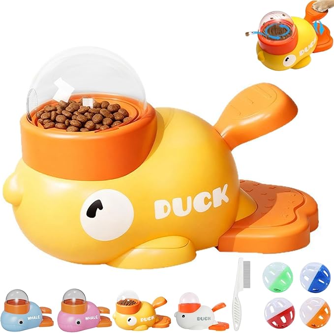 2026 New Dog Interactive Treat Dispenser Toy, Treat Dispensing Dog Toys, Cat Treat Dispenser, Promotes IQ Training and Entertainment Reduces Bloating Anti-Gulping Small Animal Bowls (Yellow)
