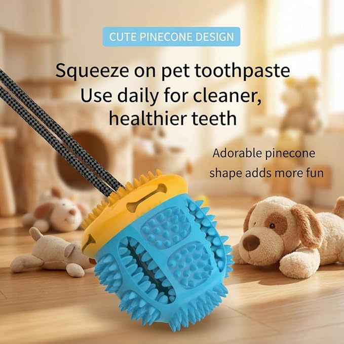 Chew Toy for Dogs, Toys Tug of War with Suction Cup, Dog Puzzle Treat Food Dispensing Ball Toy for Small Medium Large Dog Teeth Cleaning Ball