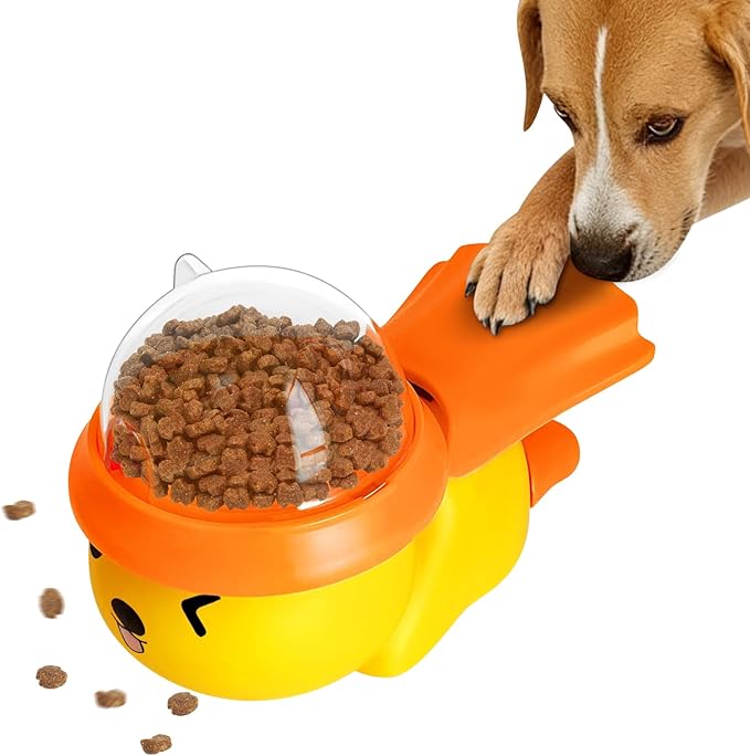 Interactive Dog Toys Food Puzzle Slow Feeder with DIY Stickers,Cat Treat Dispenser Toy Enrichment Toy for Boredom Dogs Enrichment Toy to Keep Them Busy,Treat Dispensing Slow Feeder (Yellow)