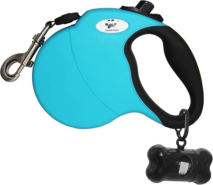 13 ft Retractable Dog Leash for Large Dogs up to 26 lbs,Tangle-Free Nylon Tape,Blue S