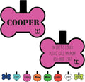 Silicone Silent Dog Tag Personalized with 5 Lines of Custom Deep Engraved Durable Soundless Pet ID Name Tag Bone Pink