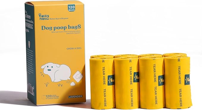 Dog Poop Bags Rolls Extra thick and Guaranteed Leak Proof Poop Bags for Dogs,120 Count 8 Rolls,Unscented,Cornstarch Based Doggie Poop Bag for Puppy and Big Dogs