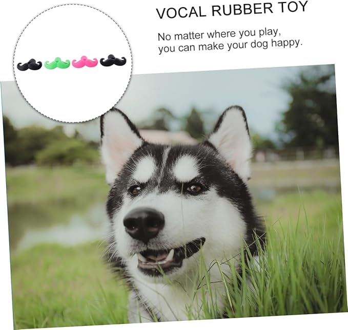 POPETPOP Halloween Dog Mustache Toy 4 Pack Pet Sound Chew Toys Material Safety Pet Supplies Random Color