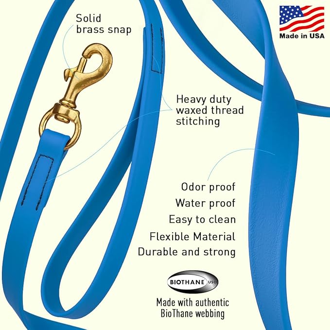 Viper K9 Biothane Working Dog Leash Waterproof Lead for Tracking Training Schutzhund Dog Sport and Search - Odor-Proof Long Line with Solid Brass Snap for Puppy Medium and Large - Water Friendly