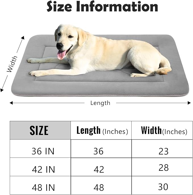 JoicyCo Extra Large Dog Bed Soft Dog Crate Pad Mat 48 in Non-Slip Bottom Washable Dog Sleeping Mattress Pet Beds Cat Beds Kennel Pads