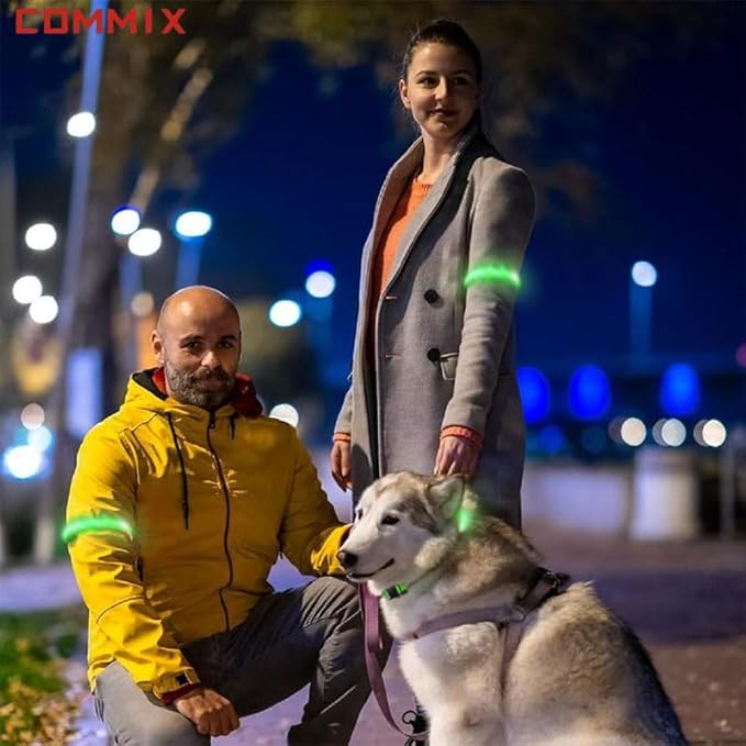 2-Pack Flash LED Pet Safety Collar Light Band - Green