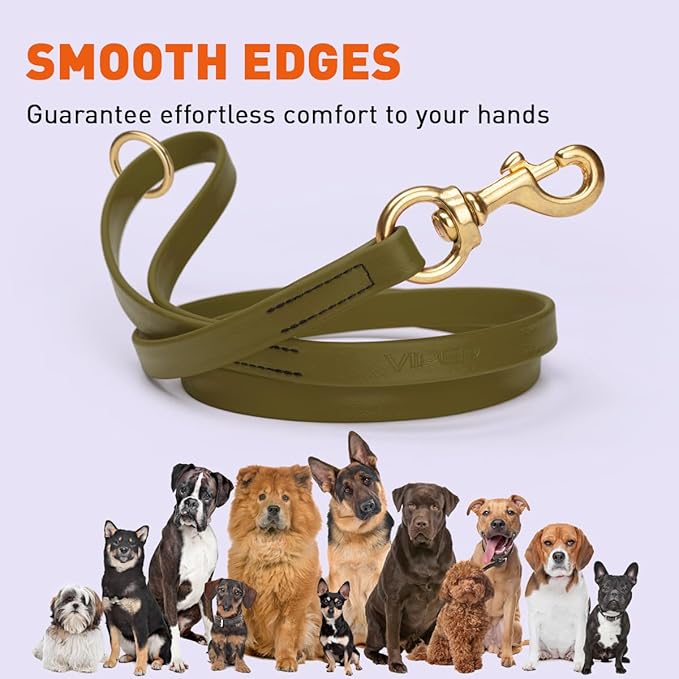 Viper Biothane K9 Working Dog Leash Waterproof Lead for Tracking Training Schutzhund Odor-Proof Long Line with Solid Brass Snap for Puppy Medium and Large Dogs 4ft, Olive Drab Green