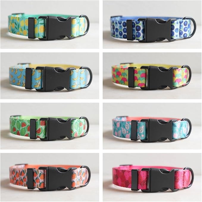 Dog Collars for Medium Dogs - Safety Buckle Durable Plastic Light-Weight, Girl Boy Dogs Collar for Medium Dog Collar with Cute Plaid Patterns Soft Adjustable (Green, M)