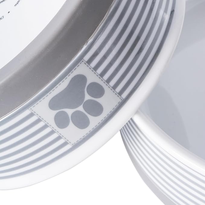 Bone Dry Paw & Patch Ceramic Pet Collection, Large Bowl, 7.5x2.4", Gray