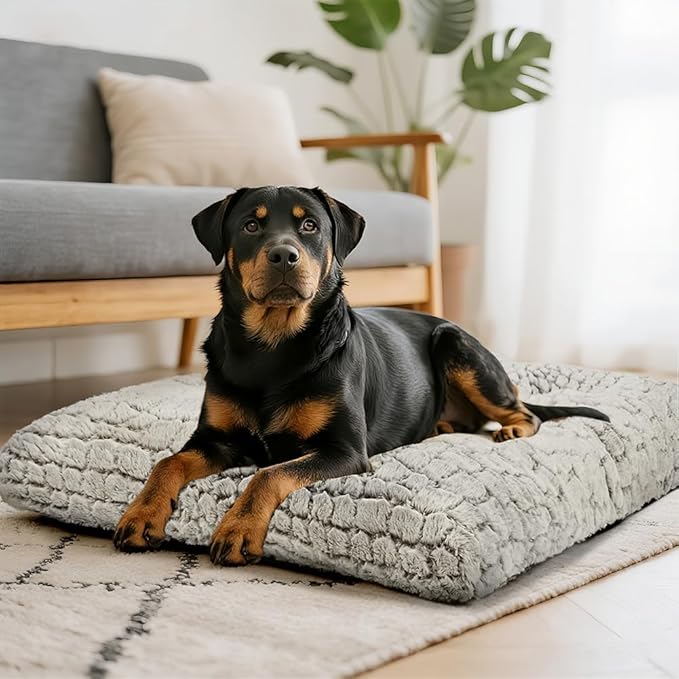 Dog Bed Crate Pad - Soft Fluffy Pet Cushion Mat Anti-Slip Comfy Kennel Pad for Crates