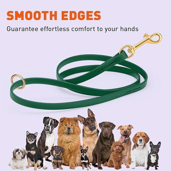 Viper Biothane K9 Working Dog Leash Waterproof Lead for Tracking Training Schutzhund Odor-Proof Long Line with Solid Brass Snap for Puppy Medium and Large Dogs 6ft, Hunter Green